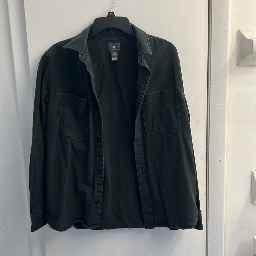 H&M Dark Green Flannel Size S